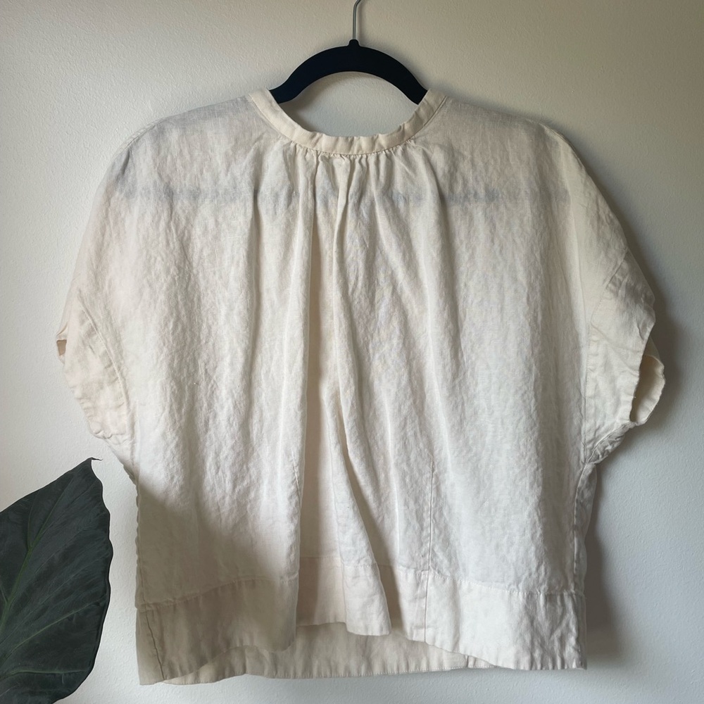 Everlane “The Linen Drape Top” in canvas/ivory, size 10